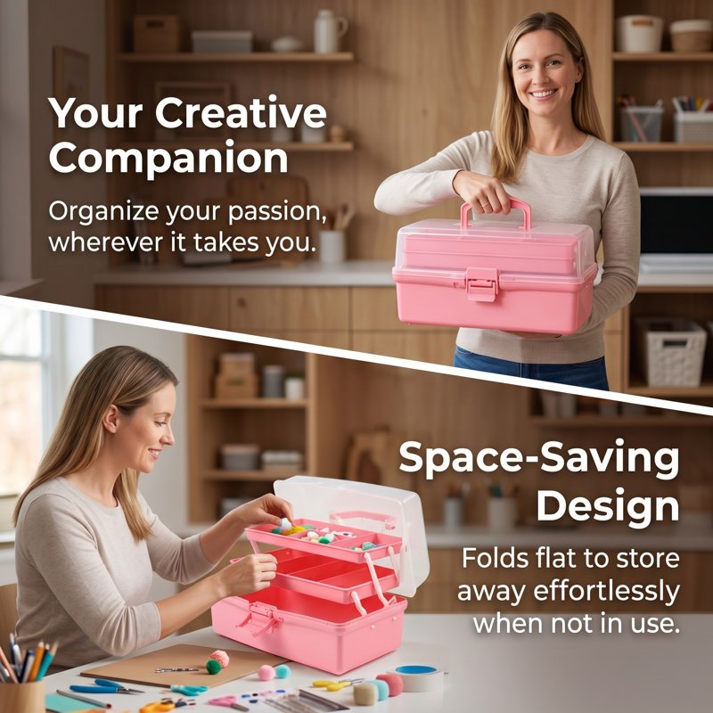 12-Inch Multi-Layer Folding Storage Box for Crafts, Sewing, Tools