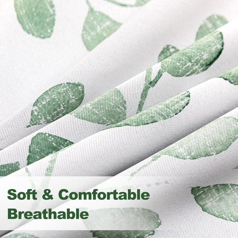 Botanical Leaf Curtains Set 84 Inch Long Grommet Drapes for Living Room & Bedroom