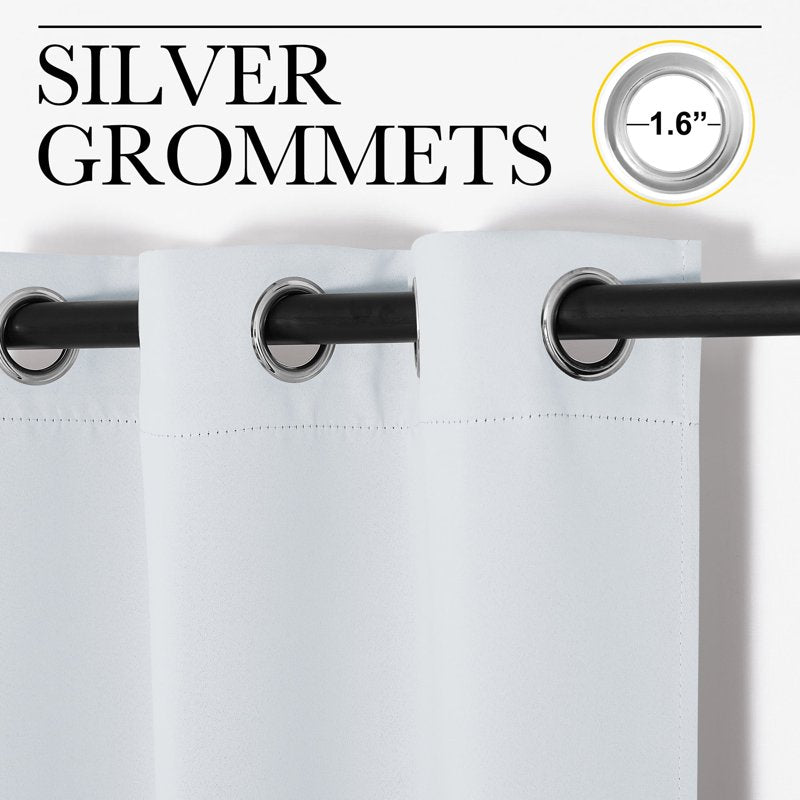Blackout Curtains 45 Inch Length Set of 2 - Thermal, Noise-Reducing Window Drapes