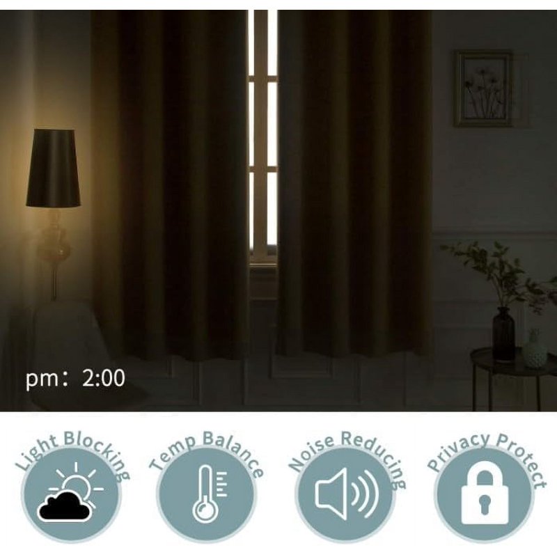 Blackout Curtain Panels for Bedroom and Living Room - Thermal Insulated Room Darkening Drapes, Grommet Top, 2 Panels, Multiple Sizes