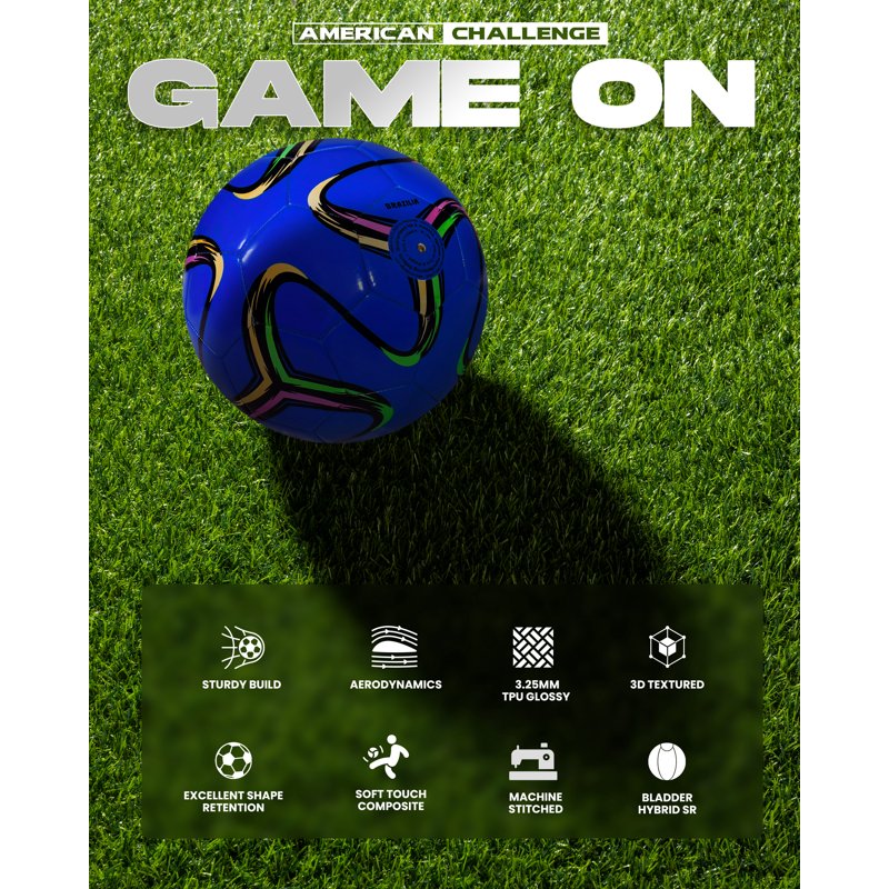 American Challenge Brasilia Soccer Ball Size 3, Blueberry Variation 3 – Training & Recreational