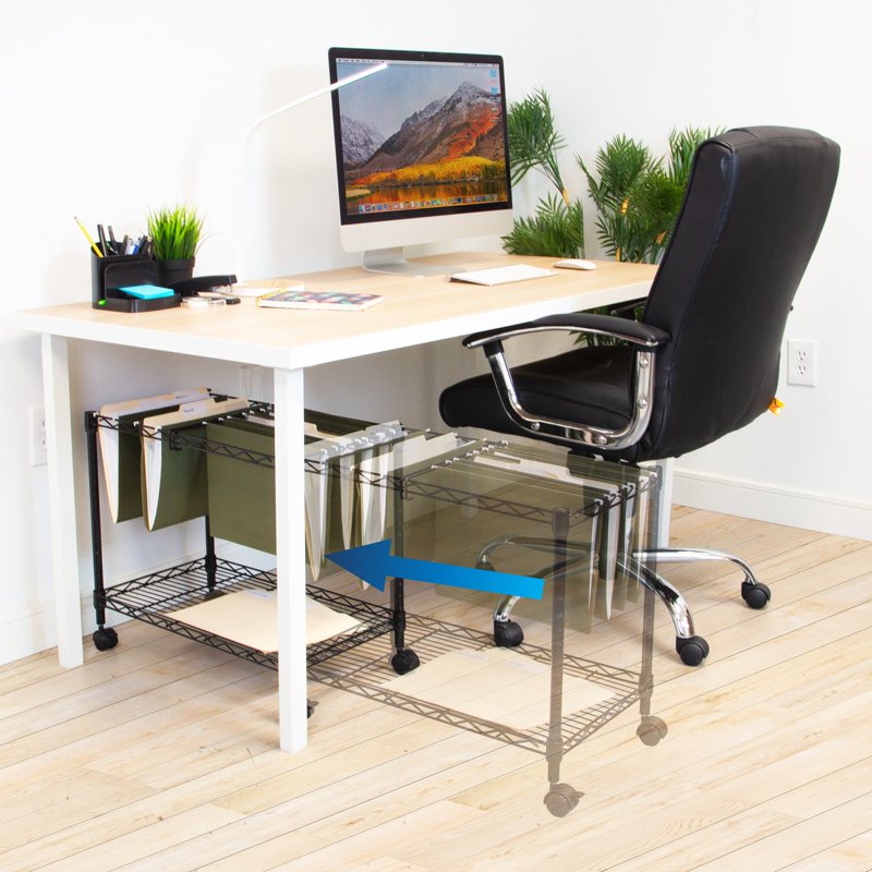 Rolling File Cart with Folder Rack - Office Storage & Mobile Organizer