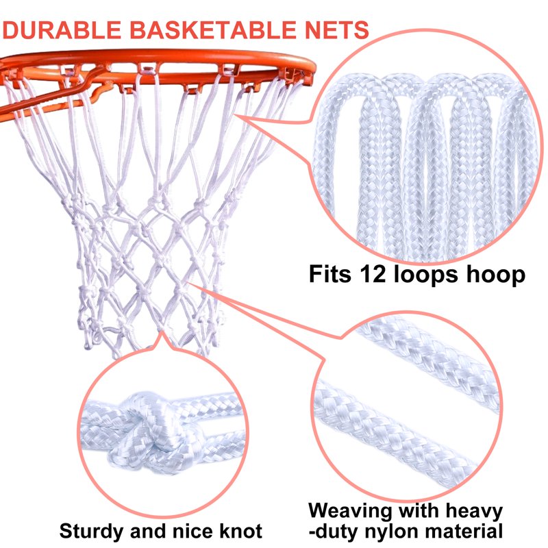 Heavy Duty 2 Pack Basketball Nets Replacement Outdoor Indoor White 20 Inch