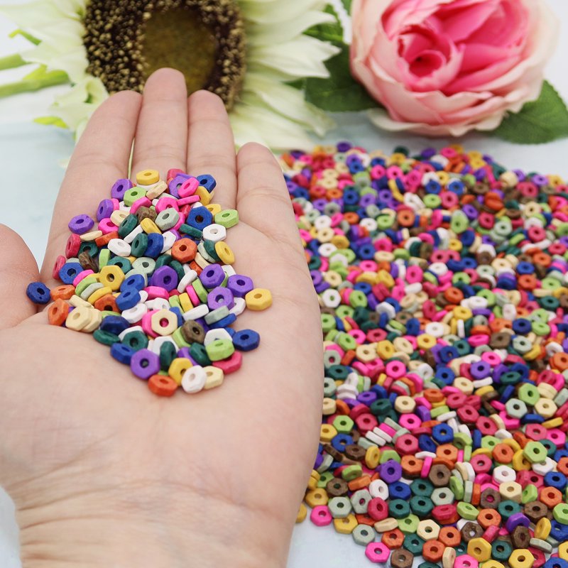 Hexagon Heishi Beads for Jewelry Making - 2000 Pieces Flat Ceramic Clay Spacer Beads