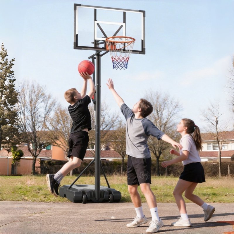 Portable Basketball Hoop System with Adjustable Height 3.9-8.5 ft 33-Inch Backboard for Outdoor & Indoor Use
