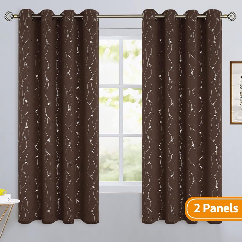 Blackout Curtains 63 Inch Length Grommet Room Darkening Window Drapes - Insulated & Decorative