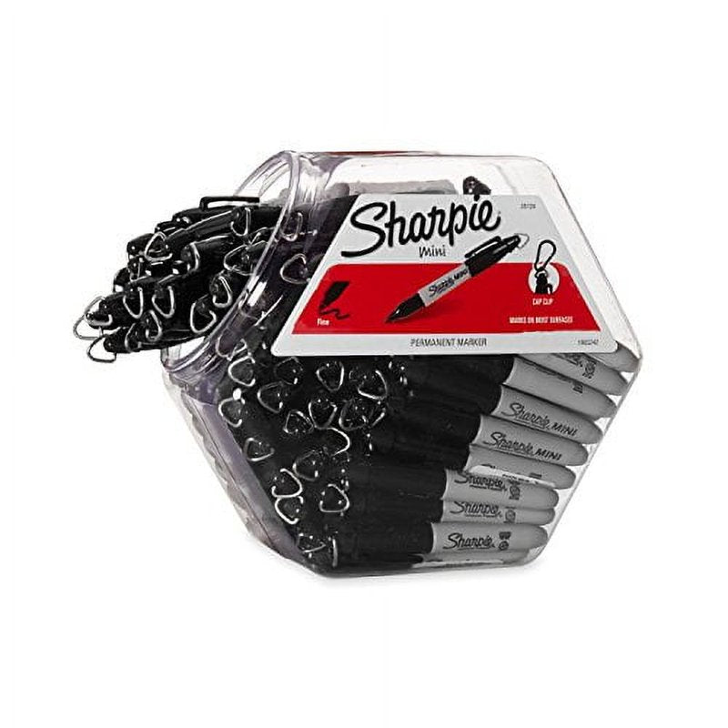 Mini Permanent Markers Set - Fine Point, 72 Black Ink Markers in Canister