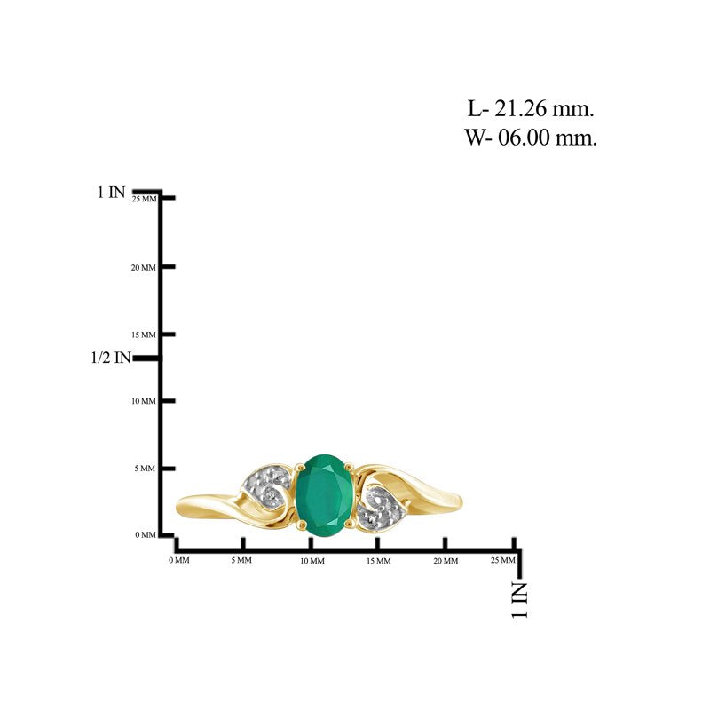 Emerald Birthstone Ring 0.33 Carat Gold Plated Silver Jewelry with White Diamond Accents