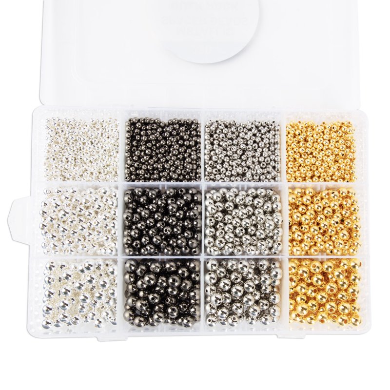 Metallic Spacer Bead Assortment for Jewelry Making - 3600 Pieces in Case