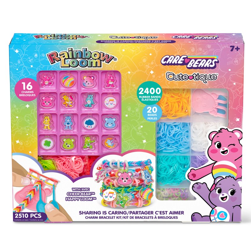 Kids DIY Rainbow Loom Care Bears Bracelet Kit with Charms & Bands