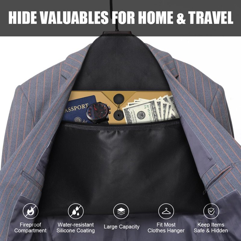 Fireproof Hidden Safe Hanger for Cash & Valuables – Discreet Closet Concealment