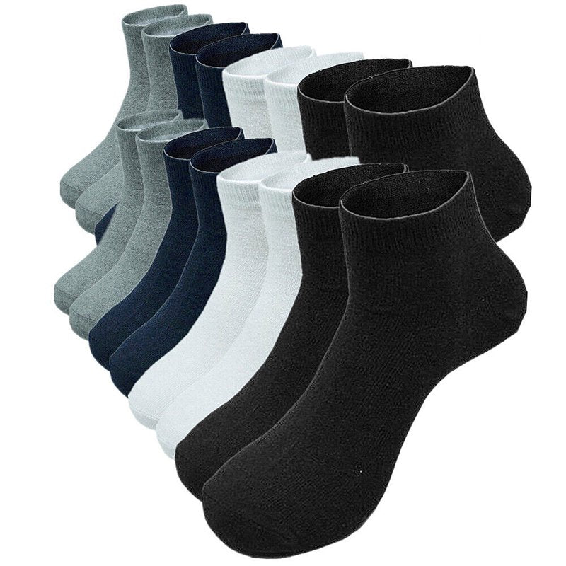 Glory Max 12 Pairs Plain Mix Men's Ankle Socks Size 9-11 - Cotton, Low Cut