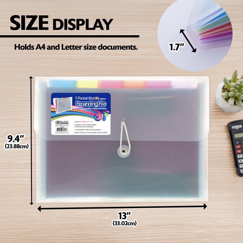 Rainbow 7-Pocket Expanding File Folder with Tabs & Closure - 12 Pack