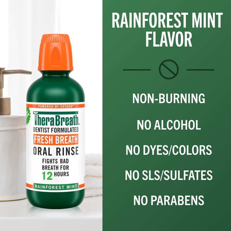 Alcohol-Free Breath Freshener Mouthwash Rainforest Mint 16oz 2 Pack