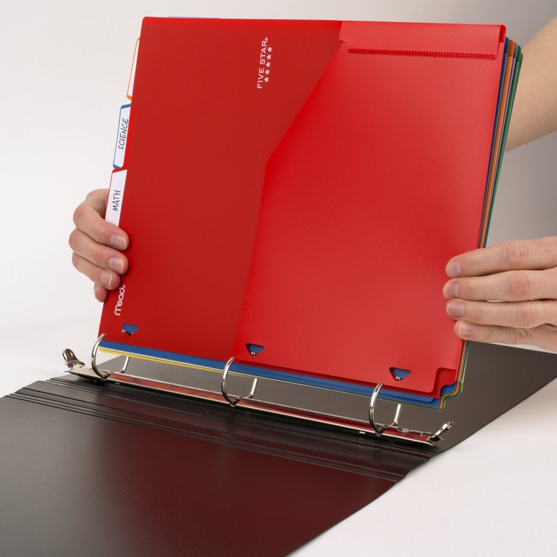 8-Pack Durable Plastic Binder Dividers with Pocket - Write-On/Wipe-Off Tabs