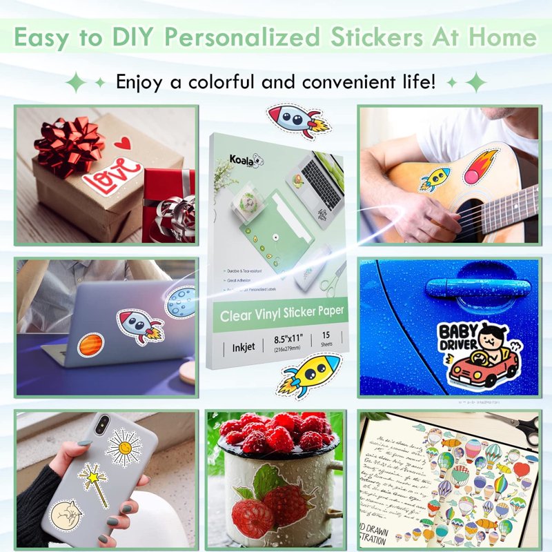 Printable Vinyl Sticker Paper for Inkjet Printers 8.5x11 Waterproof Matte Sheets
