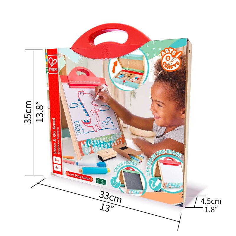 Kids Double-Sided Art Easel with Blackboard and Whiteboard - Portable Toddler Drawing Station