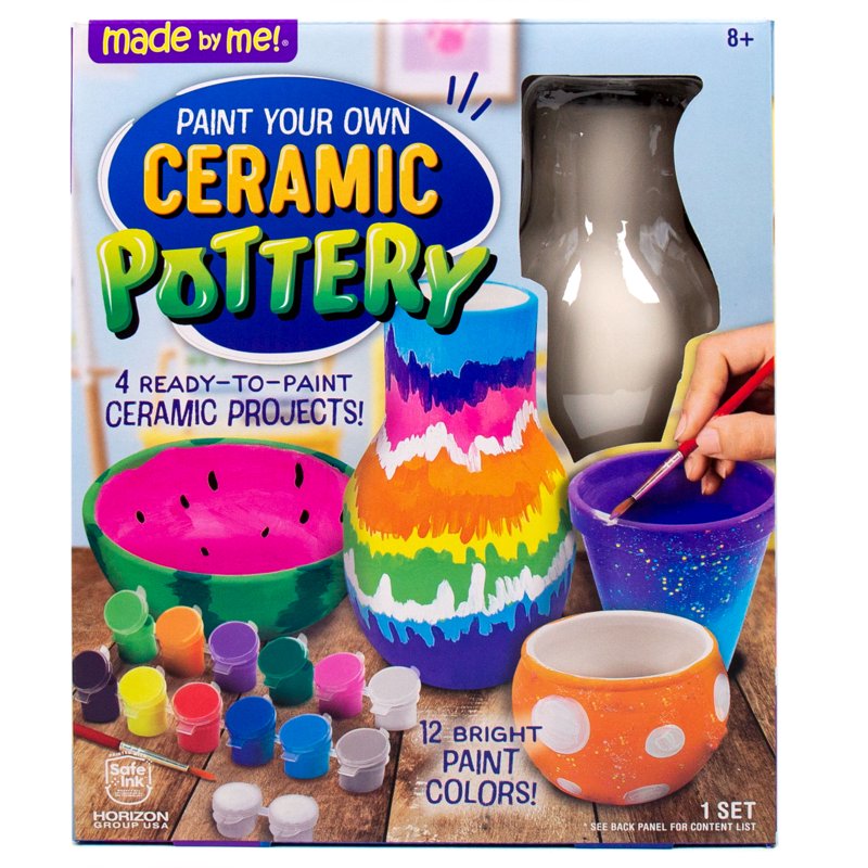 Paint Your Own Ceramic Pottery Art Kit - Includes 4 Projects & Bright Colors