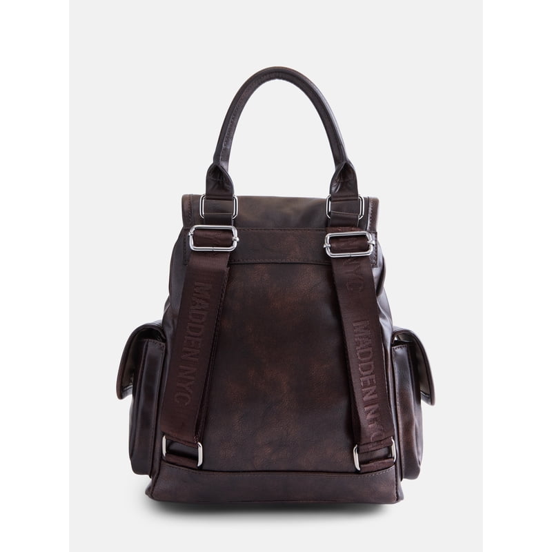 Women's Buckle Flap Backpack with Multiple Pockets - Casual Nylon Bag