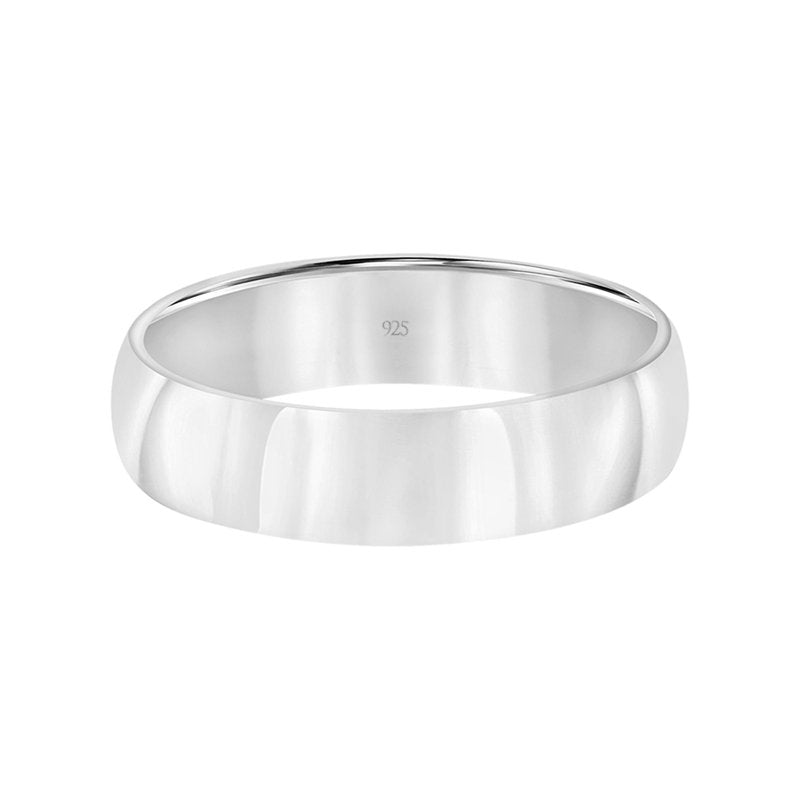 Sterling Silver 5mm Men's Wedding Band Comfort Fit Polished Ring