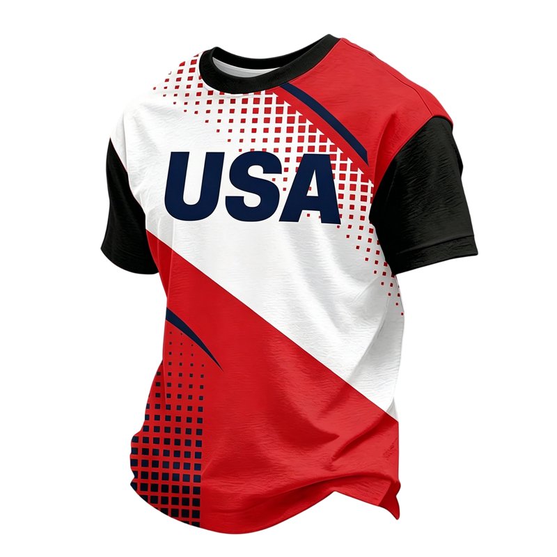 USA Soccer Jersey for Men 2026 - Red XL, Short Sleeve Crewneck Football Top