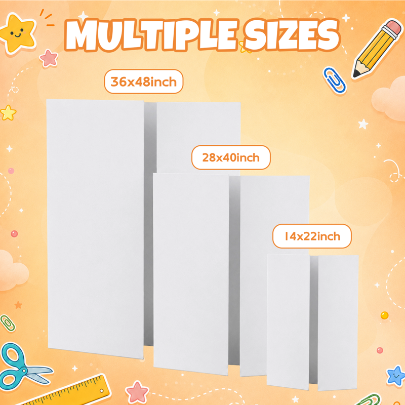 4 Pack Trifold Poster Boards 14x22 Inches White Presentation Display Boards