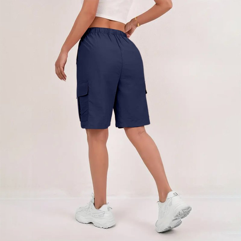 Women's Hiking Cargo Shorts with Drawstring High Rise Knee Length Casual Pants