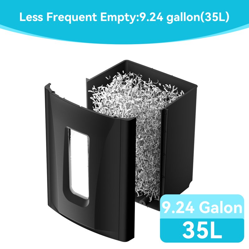 Heavy Duty Commercial Cross Cut Paper Shredder with 9.24-Gallon Waste Bin
