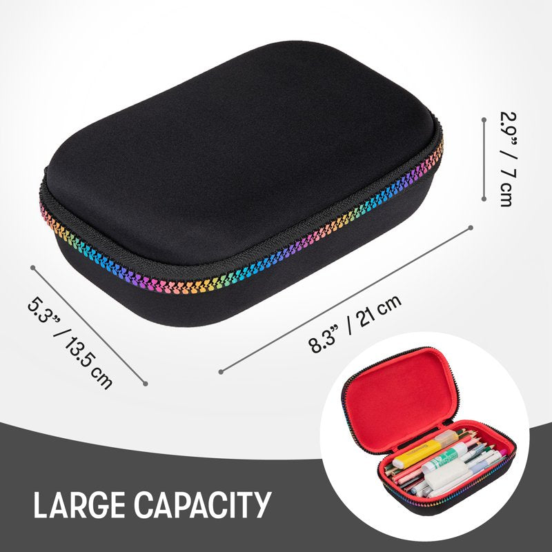 Large Capacity Rainbow Pencil Box - Durable & Washable School Supply Case