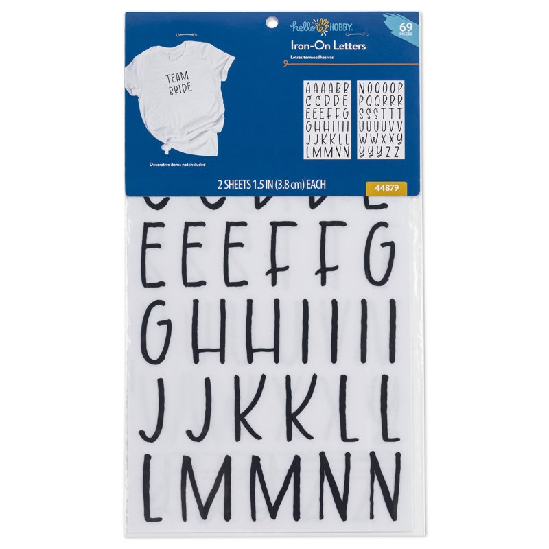 2 Pack Iron-On Letter Sheets for Fabric Personalization - 69 Pieces