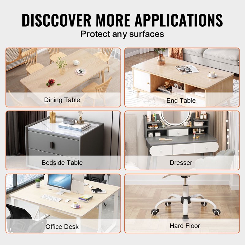 PVC Desk & Table Protector Cover - Water-Resistant, 40 x 60 Inch, Clear