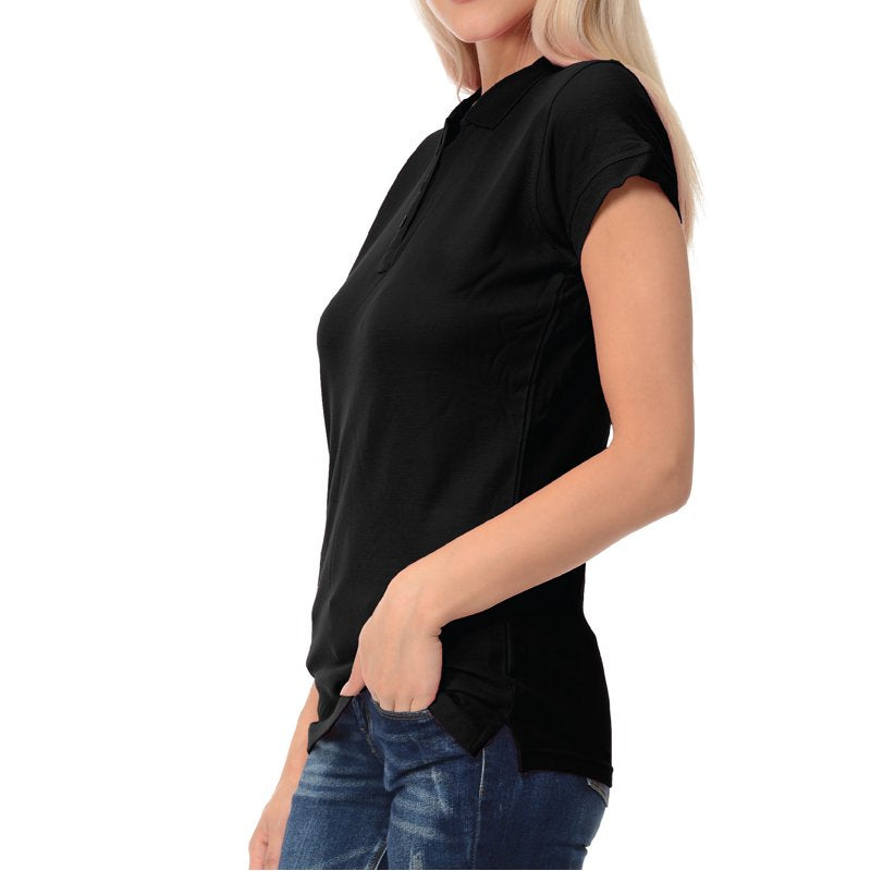 Women's Slim Fit Short Sleeve Polo Shirt - 100% Cotton Casual Top
