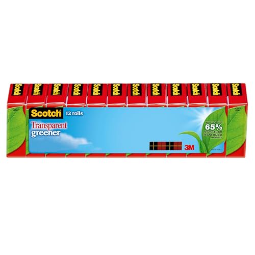 Scotch 612 1in Core Transparent Greener Tape - 12 Roll Pack