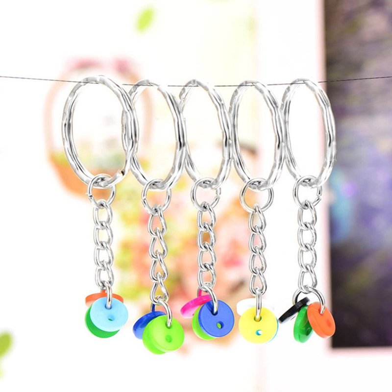 Silver Keychain Rings with Chains 25mm Set for Jewelry & Craft DIY