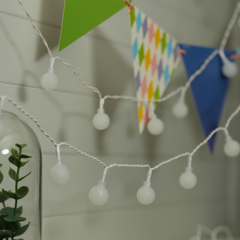 Indoor LED Globe String Lights - 50 Warm White Frosted G20 Globes, 16 ft. Length