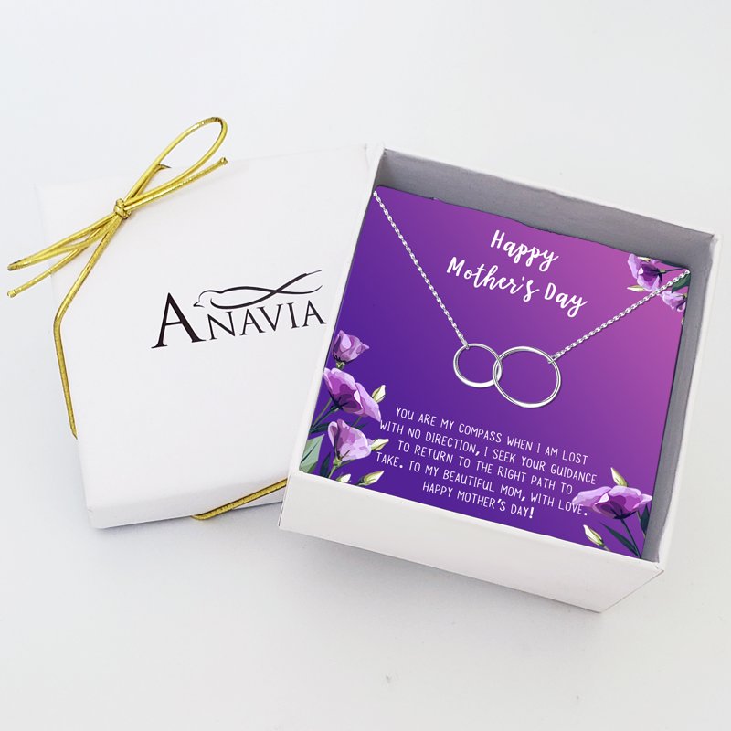 Mother's Day Gift Box Necklace for Mom - Stainless Steel Pendant with Card, Multiple Styles & Colors