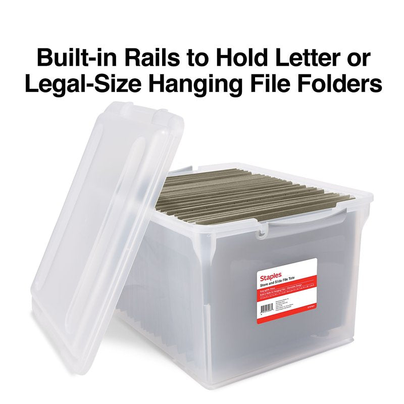 Plastic File Box with Latching Lid for Letter and Legal Size Documents - Clear