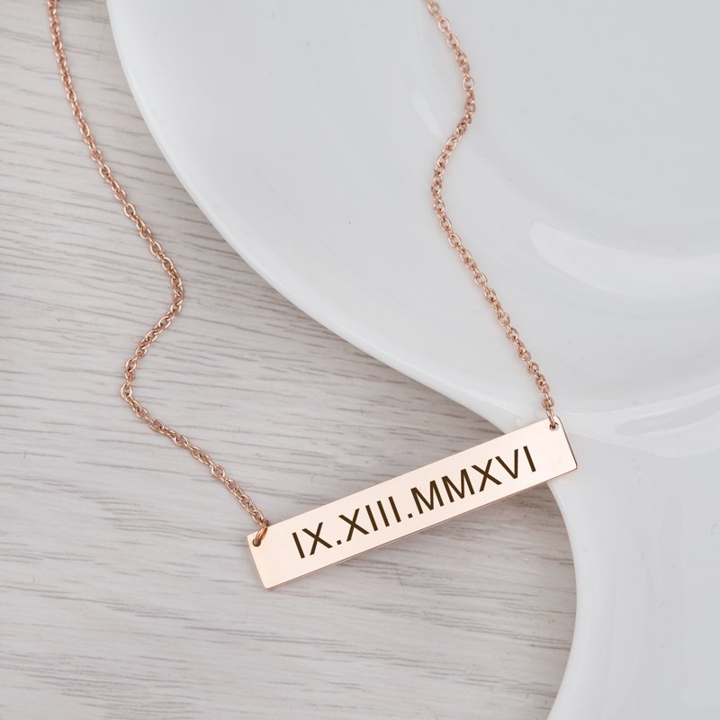 Personalized Bar Necklace for Mom Women Engravable Name Jewelry Gift in Rose Gold, Silver, Gold