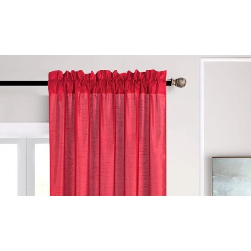 Faux Silk Semi-Sheer Window Curtains 2-Pack - Light Filtering Privacy