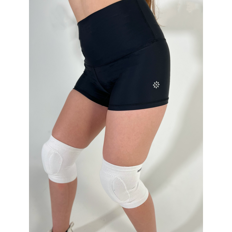 Women's Volleyball Shorts with Period Protection - High-Rise, Sweat-Wicking, Black