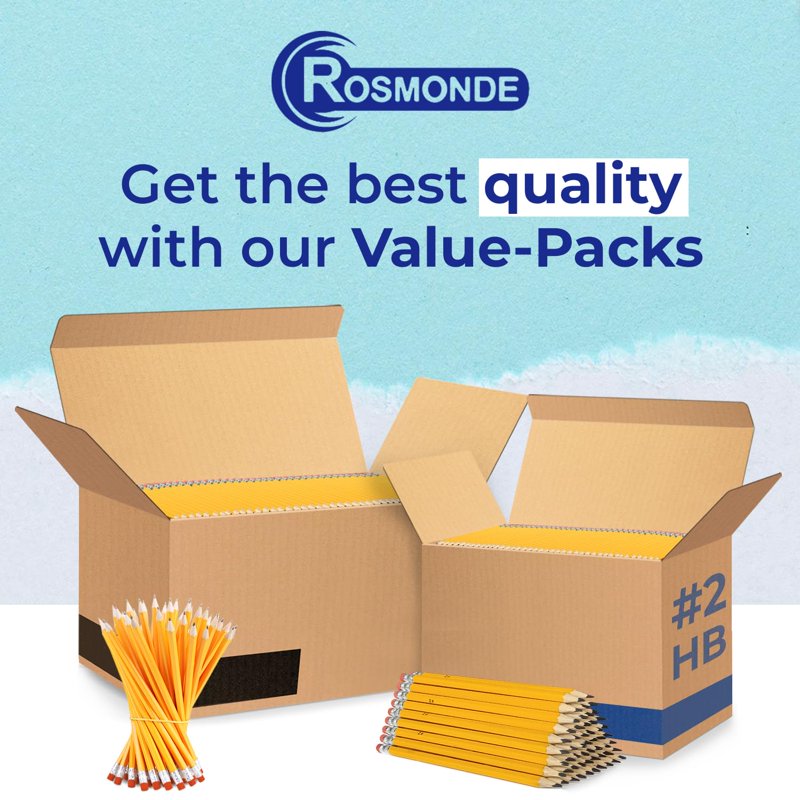 Bulk Pack of Pre-Sharpened #2 HB Pencils for Classroom & Office - Multiple Quantities