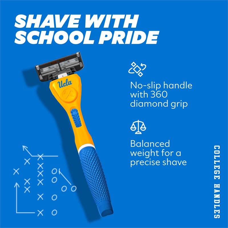 6-Blade Razor Starter Set with School Color Handle - Shaving Kit for Men