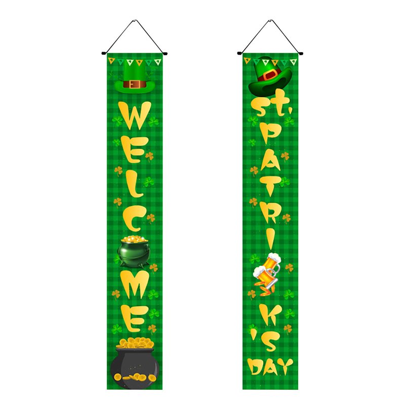 St Patrick's Day Porch Sign Green Welcome Door Banner Outdoor Indoor Decor
