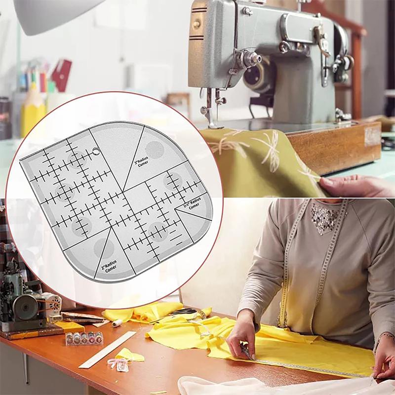 Curved Corner Cutter Ruler for Sewing and Patchwork - Plastic Template Tool