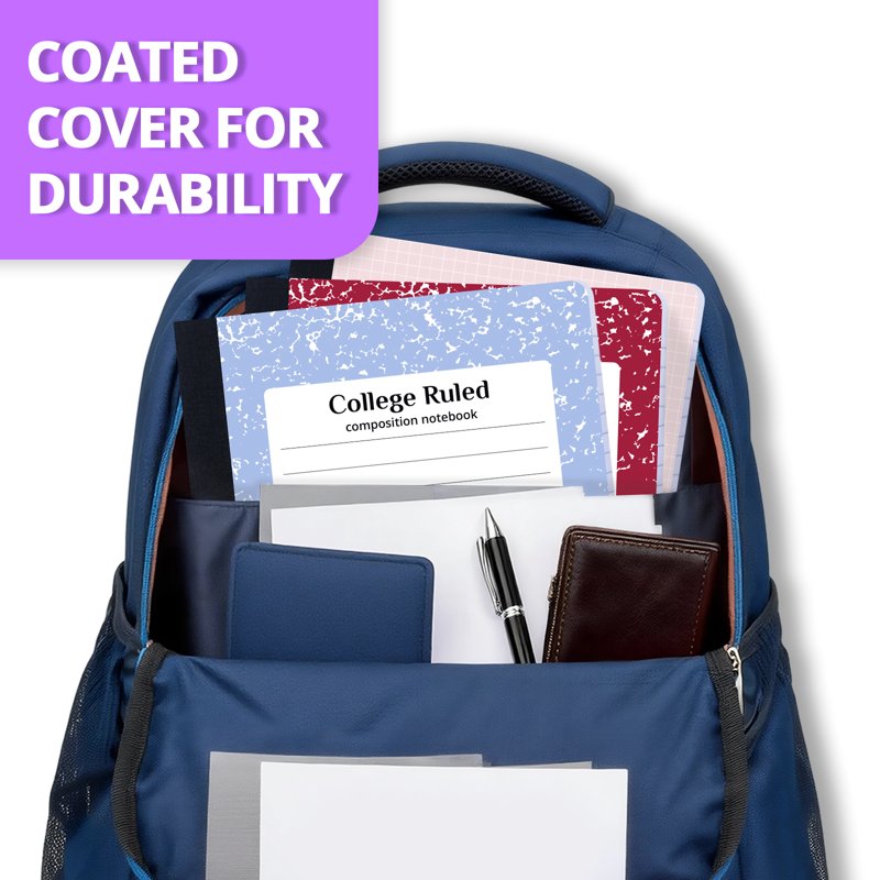 Wide Ruled Composition Notebook 6 Pack - Hard Cover Bulk Set, 200 Pages