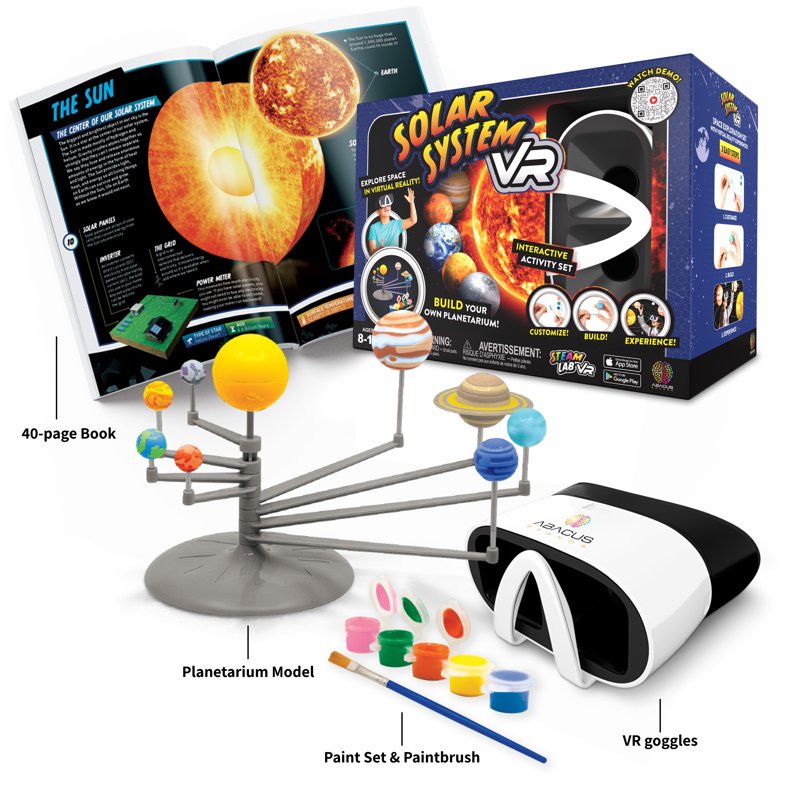 Solar System Science Kit with VR Goggles for Kids Ages 8-12 | Space Experiments & Learning