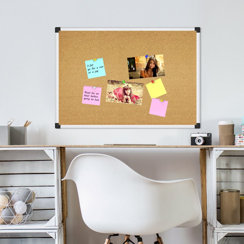 Wall Cork Bulletin Board 17x23 Inches with Aluminum Frame for Office Home School