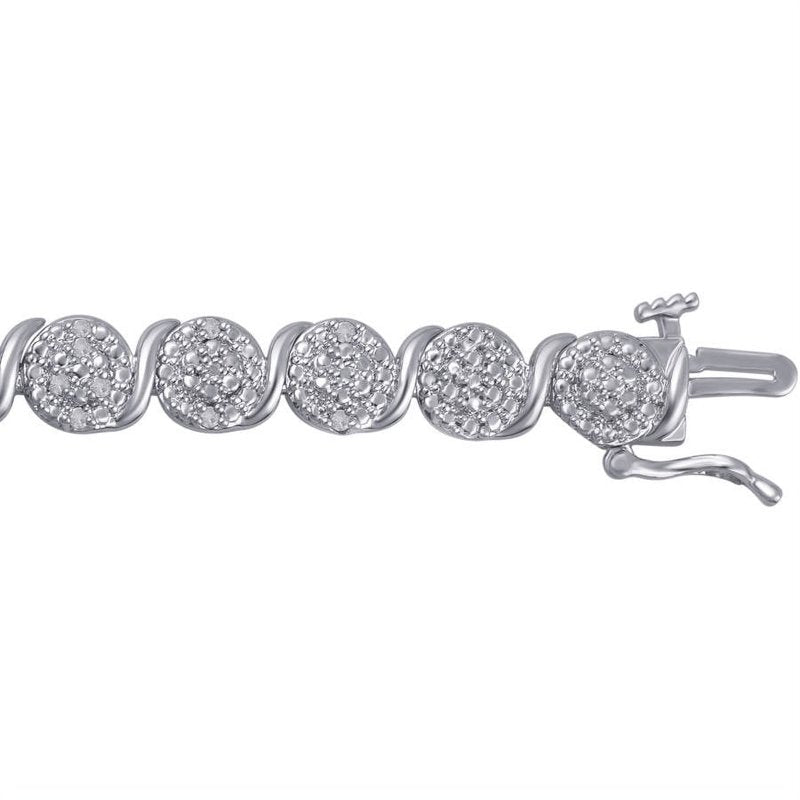 1 Carat Total Weight Silver Tone Diamond Cluster Bracelet - 7.5 Inch