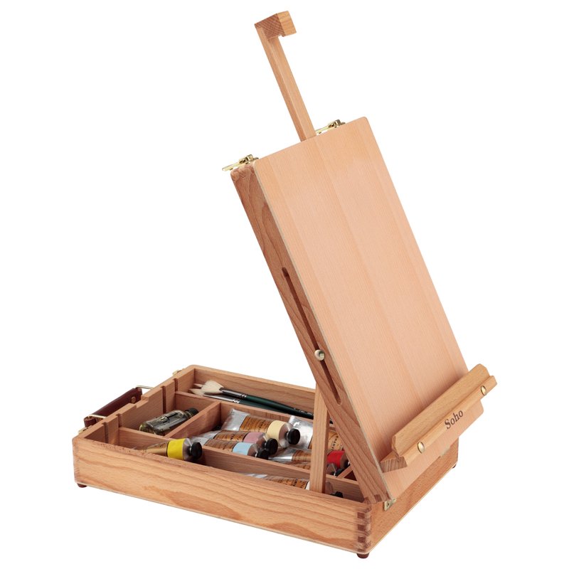 Artist Oil Paint Set with Wooden Carrying Case & Adjustable Easel