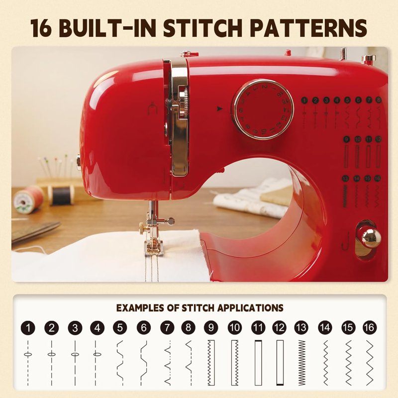 Mini Sewing Machine with 16 Stitches Portable Electric for Beginners Home DIY